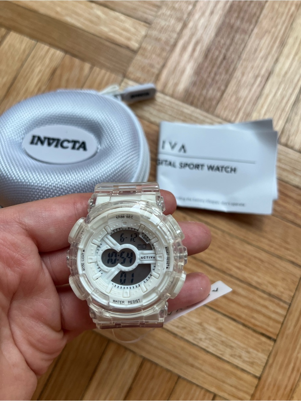 Activa Recon x Invicta ACW423-016 46mm Clear Digital Watch + Case NWT